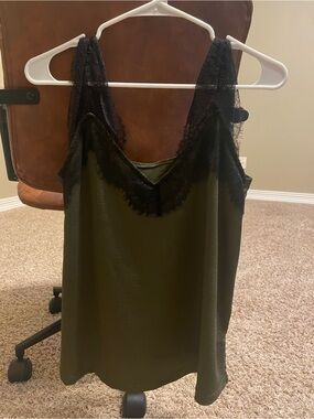 Olive Green Lace-Trimmed Cami
